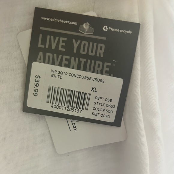 Eddie Bauer NWT cross top white summer tee - Picture 2 of 3
